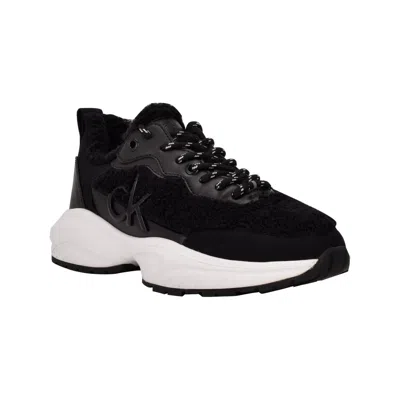 Calvin Klein Liah 3 Womens Faux Leather Fashion Casual And Fashion Sneakers In Black