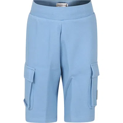 Calvin Klein Kids' Light Blue Shorts For Boy With Logo