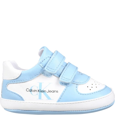 CALVIN KLEIN LIGHT BLUE SNEAKERS FOR BABY BOY WITH LOGO