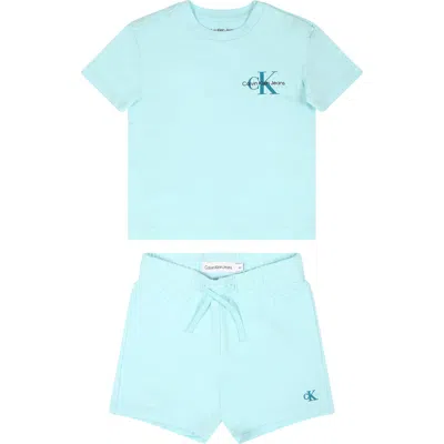 Calvin Klein Light Blue Suit For Babykids With Logo