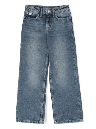 Calvin Klein Kids' Light-wash Straight-leg Jeans In Blue