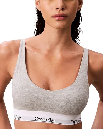 Calvin Klein Icon Cotton Modal Unlined Bralette In Gray