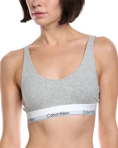 Calvin Klein Plus Size Modern Cotton Bralette In Grey Heather