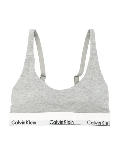 Calvin Klein Gray Cotton Women Bralette In Green