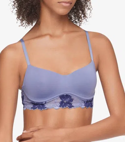 Calvin Klein Lightly Lined Bralette In Bleached Denim In Purple