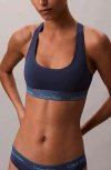 Calvin Klein Lightly Lined Racerback Bralette In Blue