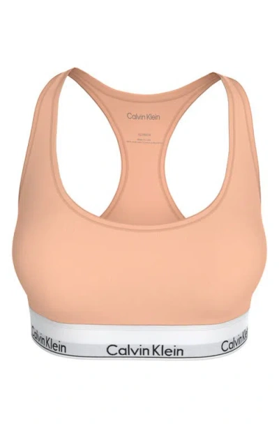 Calvin Klein Lightly Lined Racerback Bralette In Orange
