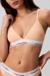 Calvin Klein Lightly Lined Racerback Bralette In Orange
