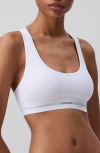 Calvin Klein Lightly Lined Rib Logo Bralette In White