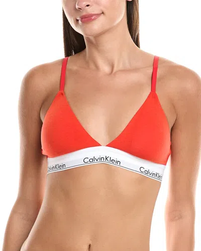 Calvin Klein Modern Cotton Lightly Lined Triangle Bralette In Red