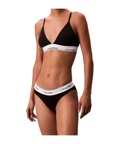 Calvin Klein Lightly Lined Triangle Bralette - Icon Cotton Modal In Black