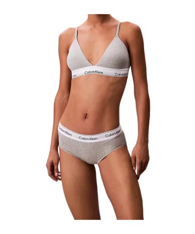 Calvin Klein Lightly Lined Triangle Bralette - Icon Cotton Modal In Gray