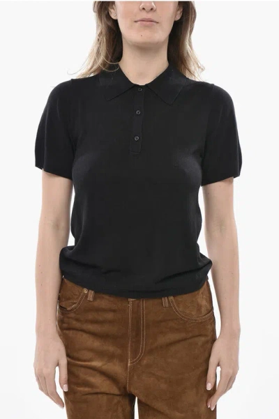 Calvin Klein Lightweight Knit With Polo Collar In Blue