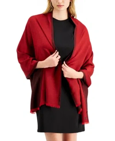 Calvin Klein Lightweight Metallic Evening Wrap In Rouge Red