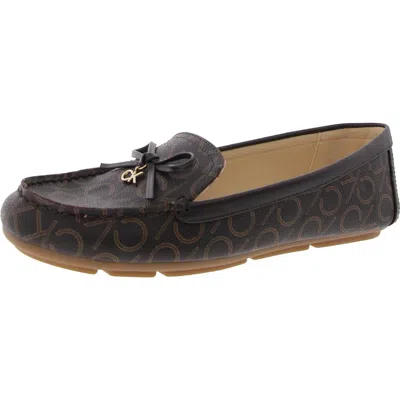 Calvin Klein Linca Womens Faux Leather Moccasins In Brown