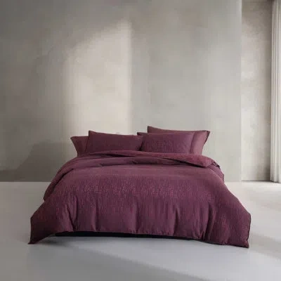 Calvin Klein Linear Circuit Cotton Red Duvet Cover Set