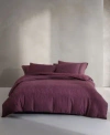 Calvin Klein Linear Circuit Cotton Yarn Dyed Duvet Cover Set In Burgundy