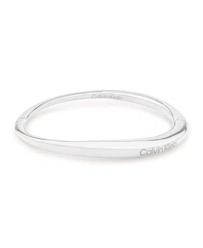 Calvin Klein Linear Drop Bangle In Silver Tone