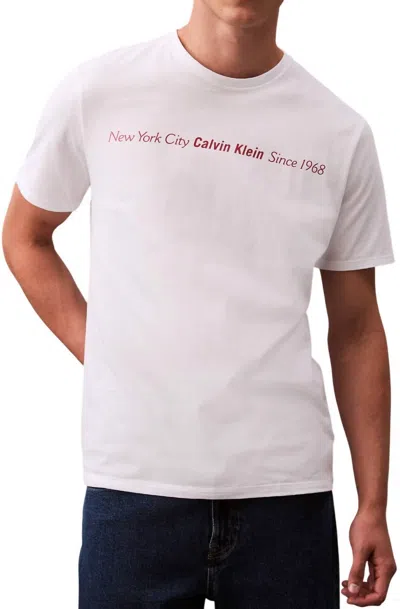Calvin Klein Linear Text Logo T-shirt In Brilliant White