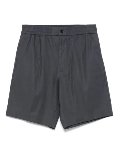 Calvin Klein Linen Bermuda Shorts In Gray