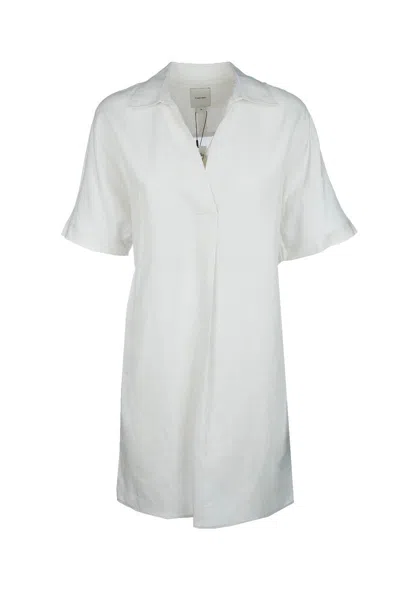 Calvin Klein Linen Blend Dress In Chalk