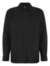 Calvin Klein Linen Blend Ls Regular Shirt Clothing In Black