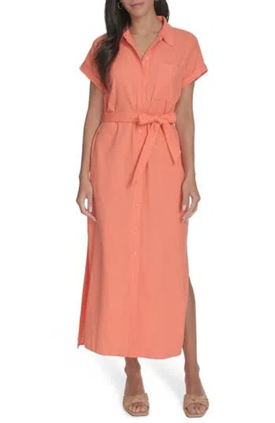 Calvin Klein Linen Blend Maxi Dress In Melon