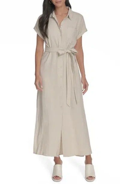 Calvin Klein Linen Blend Maxi Dress In Natural