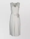 Calvin Klein Linen Blend Ns V Neck Dress In White