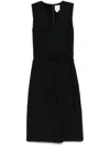 Calvin Klein Linen Blend Ns V Neck Dress Clothing In Black