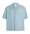 Calvin Klein Linen-blend Pyjama Shirt In Blue