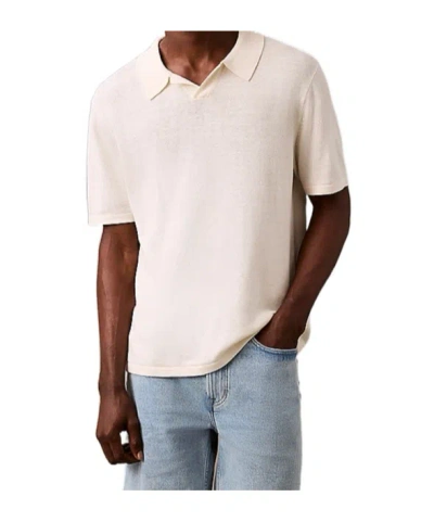 Calvin Klein Linen Blend Short Sleeve Jumper In White