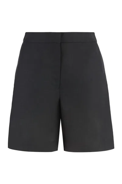 Calvin Klein Linen Blend Shorts In Black