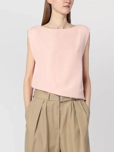 CALVIN KLEIN LINEN BLEND SLEEVELESS V-NECK BLOUSE