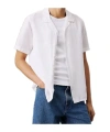 Calvin Klein Linen Cotton Cuban Collar Shirt In Bright White