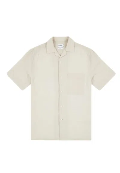 Calvin Klein Linen Cotton Cuban Ss Shirt In Neutral