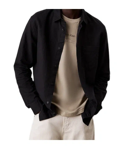 Calvin Klein Linen Cotton Shirt In Black