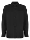 Calvin Klein Linen Blend Ls Regular Shirt Clothing In Black