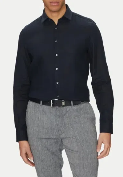 Calvin Klein Linen Solid Slim Shirt In Blu