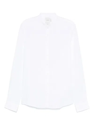 Calvin Klein Linen Stand-up-collar Shirt In White