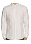 Calvin Klein Linen Stripe Slim Shirt In Beige