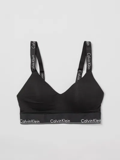 Calvin Klein Modern Cotton Lightly Lined Logo Tape Bralette In Black
