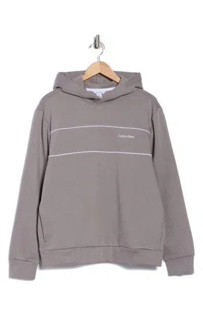 Calvin Klein Liquid Fleece Piped Hoodie In Gray