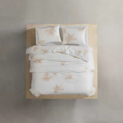 Calvin Klein Liquid Floral Beige Cotton Reversible Comforter Set In Brown