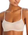 Calvin Klein Form To Body Unlined Bralette With Tonal Logo In Cedar-neutral In Honey Almond