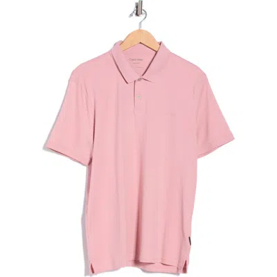 Calvin Klein Liquid Touch Interlock Cotton Polo In Pink