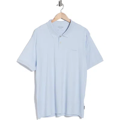 Calvin Klein Liquid Touch Interlock Cotton Polo In Blue