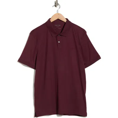 Calvin Klein Liquid Touch Interlock Cotton Polo In Burgundy