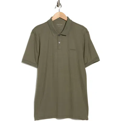 Calvin Klein Liquid Touch Interlock Cotton Polo In Green