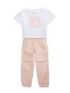 Calvin Klein Little Boy's 2-piece Logo T-shirt & Joggers Set In White Multi